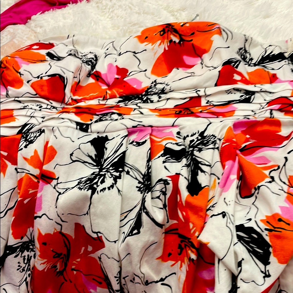 Snap Floral Dress with Orange and Pink Accents